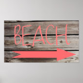 Beach This Way Faux Wood Poster (Voorkant)