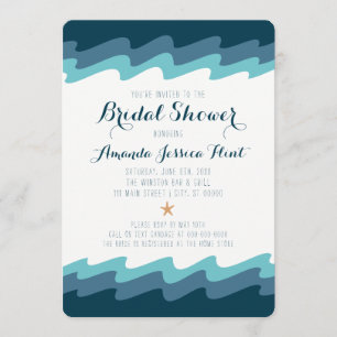 Beach Thleed Bridal Shower Invitation - Blue Wave Kaart