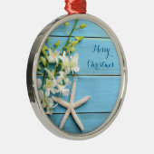 Beach Thmed kerstversiers Round Starfish Metalen Ornament (Rechts)