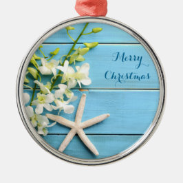 Beach Thmed kerstversiers Round Starfish Metalen Ornament