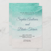Beach Thmed Sand and Water Wedding Kaart (Voorkant / Achterkant)