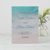 Beach Thmed Sand and Water Wedding Kaart (Staand voorkant)