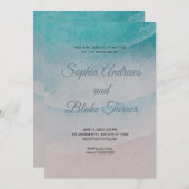 Beach Thmed Sand and Water Wedding Kaart (Voorkant / Achterkant)