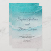 Beach Thmed Sand and Water Wedding Kaart (Voorkant / Achterkant)