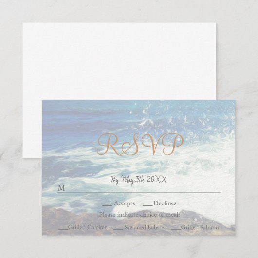 Beach Thmed Seaside Wedding RSVP-kaart RSVP Kaartje (Voorkant / Achterkant)