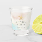 Beach Thmed Starfish Weddenschap Shot glass Shot Glas (Voorkant)