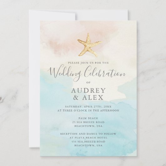 Beach ThMED Wedding Invitation Kaart (Voorkant)