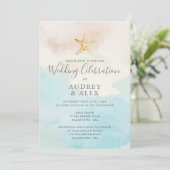 Beach ThMED Wedding Invitation Kaart (Staand voorkant)