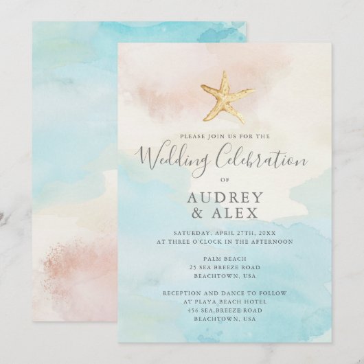 Beach ThMED Wedding Invitation Kaart