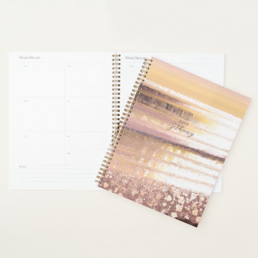 Beach Tide Golden Hour Ocean Abstracte Waterverf Planner (Display)
