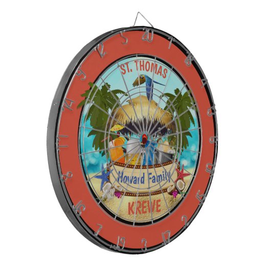 Beach Tiki Bar Dart Board Dartbord (Voorkant Links)