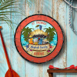 Beach Tiki Bar Dart Board Dartbord<br><div class="desc">Pas dit Beach Tiki streepjeskarton aan met de plaats en tekst van de jouw naam.</div>