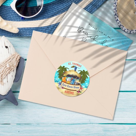 Beach Tiki Bar Ronde Sticker