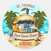 Beach Tiki Bar Ronde Sticker (Voorkant)