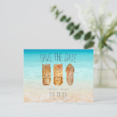 Beach Tiki Mask Wedding Save the Dates Aankondigingskaart (Staand voorkant)