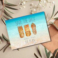 Beach Tiki Mask Wedding Save the Dates