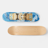 Beach Tiki Wave Blue Monogram Persoonlijk Skateboard (Horizontaal)