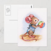 Beach Time - Cute Mouse Art Briefkaart (Voorkant / Achterkant)