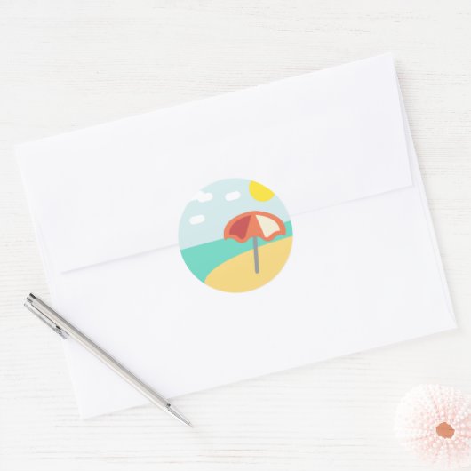 Beach Time Emoji Ronde Sticker (Envelop)