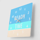 Beach Time Modern Vacation Home Blue Sjabloon Vierkante Klok (Hoek)
