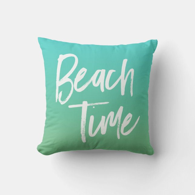 Beach Time Turquoise Ombre Kussen (Voorkant)
