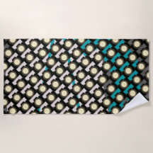 Beach Towel-Camera Pattern