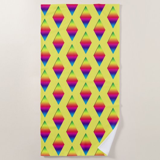 Beach Towel - diamanten in regenboogstrips Strandlaken (Voorkant)