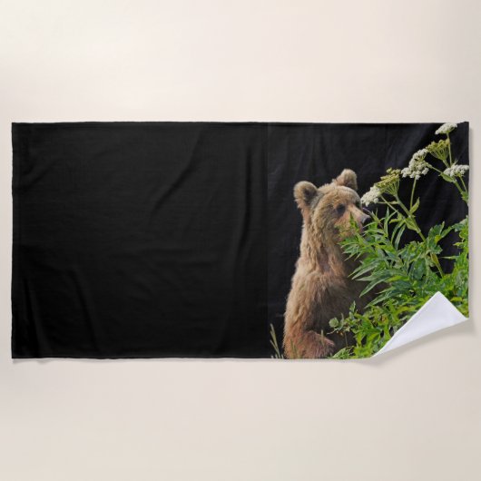 Beach Towel grizzly beer Strandlaken (Voorkant)