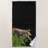 Beach Towel grizzly beer Strandlaken (Voorkant)