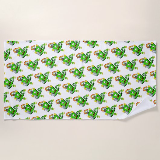Beach Towel Happy St. Patrick's Day Rabbit Strandlaken (Voorkant)