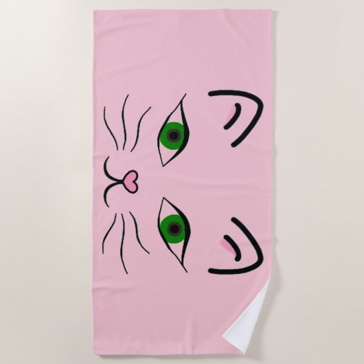 Beach Towel - Kat Face Strandlaken (Voorkant)