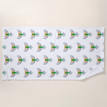 Beach Towel met Colorful Bird Flying