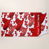 Beach Towel red grappige harten Strandlaken (Voorkant)