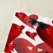 Beach Towel red grappige harten Strandlaken (In situ)