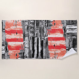 Beach Towel – Red Pulse Abstract Design Strandlaken
