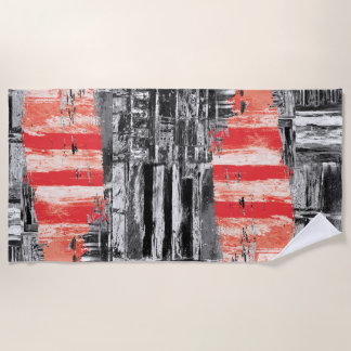 Beach Towel – Red Pulse Abstract Design Strandlaken