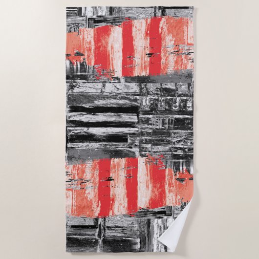 Beach Towel – Red Pulse Abstract Design Strandlaken (Voorkant)