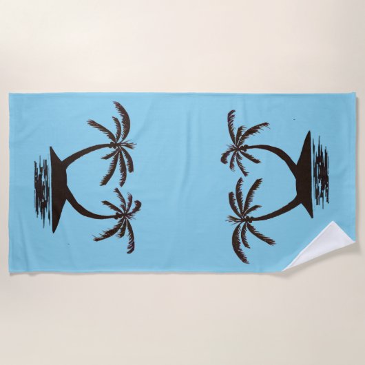 Beach Towel - Silhouettes of Tropical Island Strandlaken (Voorkant)