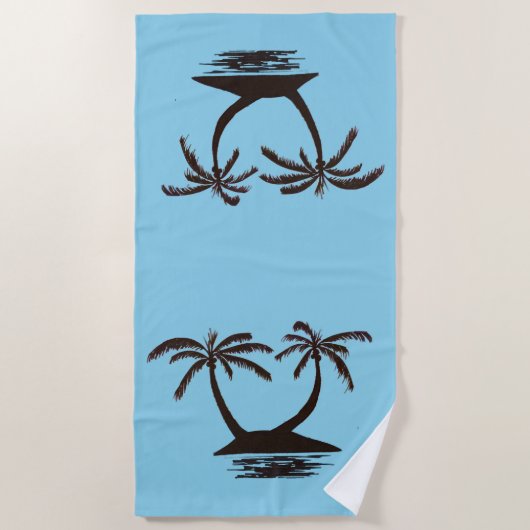 Beach Towel - Silhouettes of Tropical Island Strandlaken (Voorkant)
