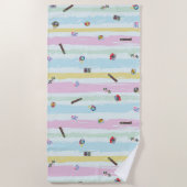 Beach Towel – Sports & Stripes Pastel Racing Strandlaken (Voorkant)