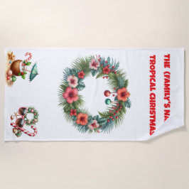 Beach Towel-Tropical Christmas Beach Towel Strandlaken