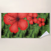 Beach Towel-Tropisch Palm & Flowers Strandlaken (Voorkant)
