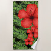 Beach Towel-Tropisch Palm & Flowers Strandlaken (Voorkant)