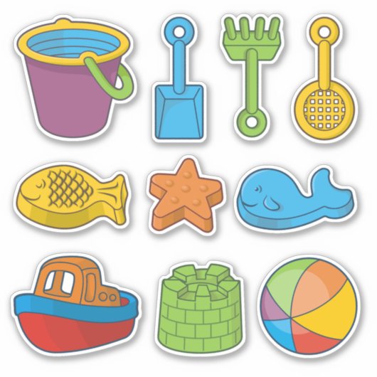 Beach Toys-pictogrammen Sticker (Voorkant)