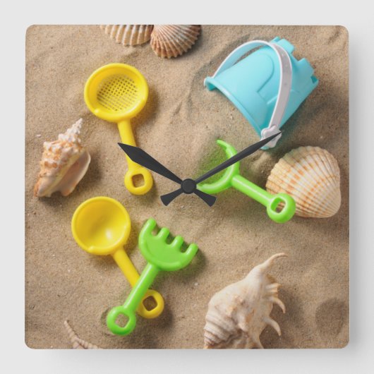Beach Toys Vierkante Klok (Voorkant)