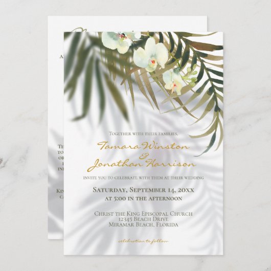 Beach Tropical all in one palms Shadows Weddenscha Kaart (Voorkant / Achterkant)