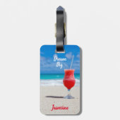 Beach Tropical Blue Ocean Dream Big Bagagelabel (Achterkant verticaal)