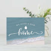 Beach Tropical Calligraphy New Address Moving Aankondiging (Staand voorkant)