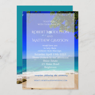 Beach Tropical Chic Gay Wedding Invitation Kaart