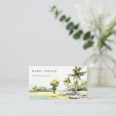 Beach Tropical Coastal Palm Trees Wedding Website Informatiekaartje (Staand voorkant)
